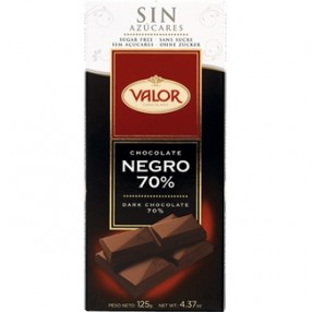 VALOR chocolate negro 70% sin azucar tableta 125 grs